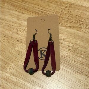 Chic Genuine Leather Loop Earrings with Bead Accent